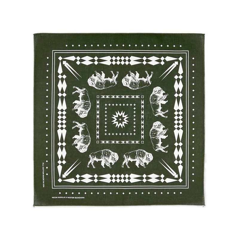 Bandana great plain Buffalo Olive green - Made in USA