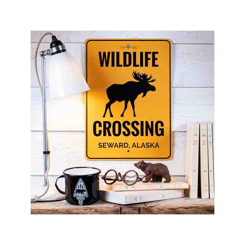 Panneau métal signalétique Wildlife Crossing Made in USA