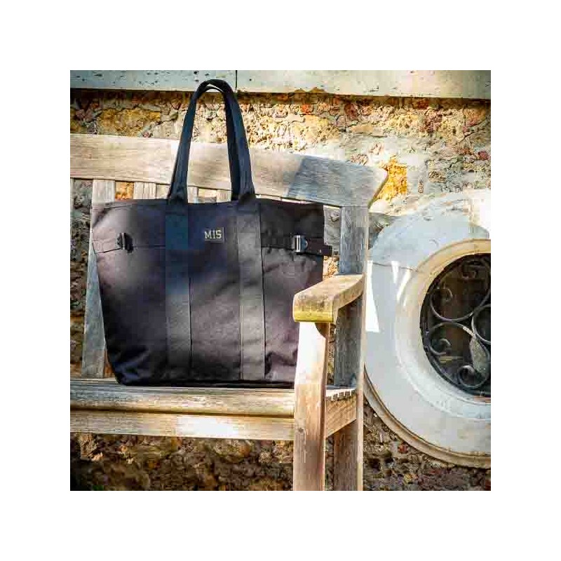 BIG COATING TOTE BAG IN BLACK