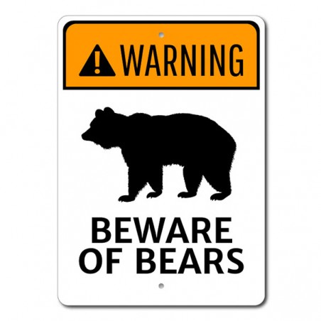 Panneau métal signalétique BEWARE Bears Made in USA