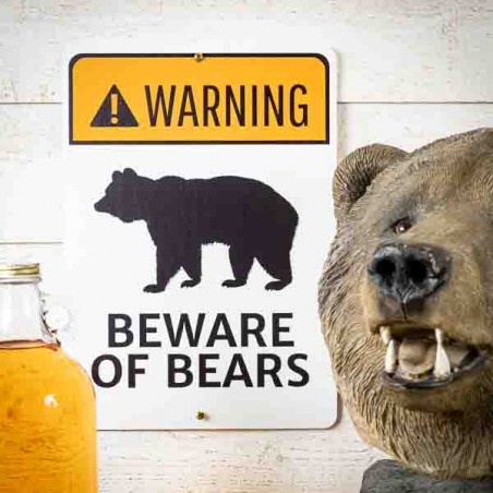 WARNING Beware of Bears Metal Sign - made in USA