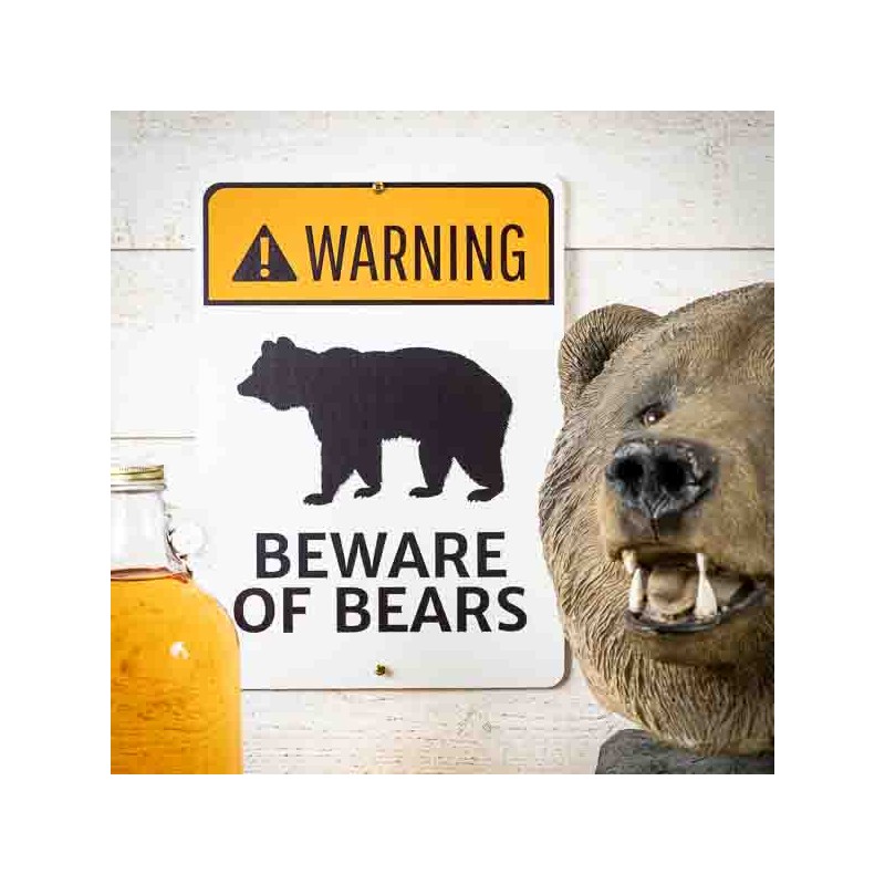 Panneau métal signalétique BEWARE Bears Made in USA