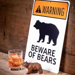 WARNING Beware of Bears Metal Sign - made in USA