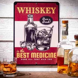 Panneau métal déco Whiskey is the best medicine Made in USA