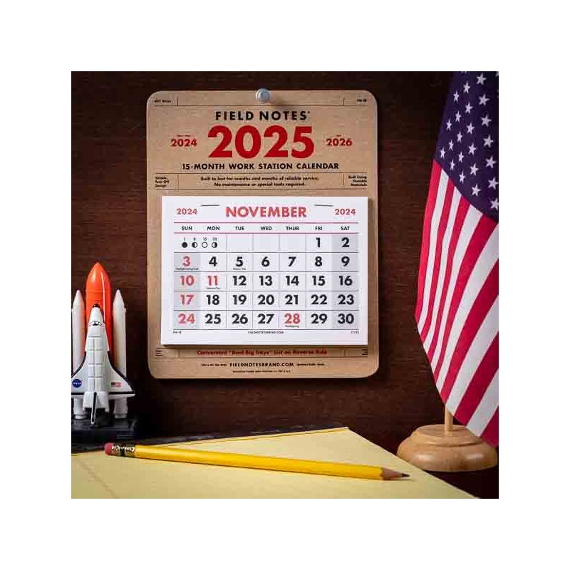 Calendrier 15 mois FIELD NOTES 2025 Made in USA