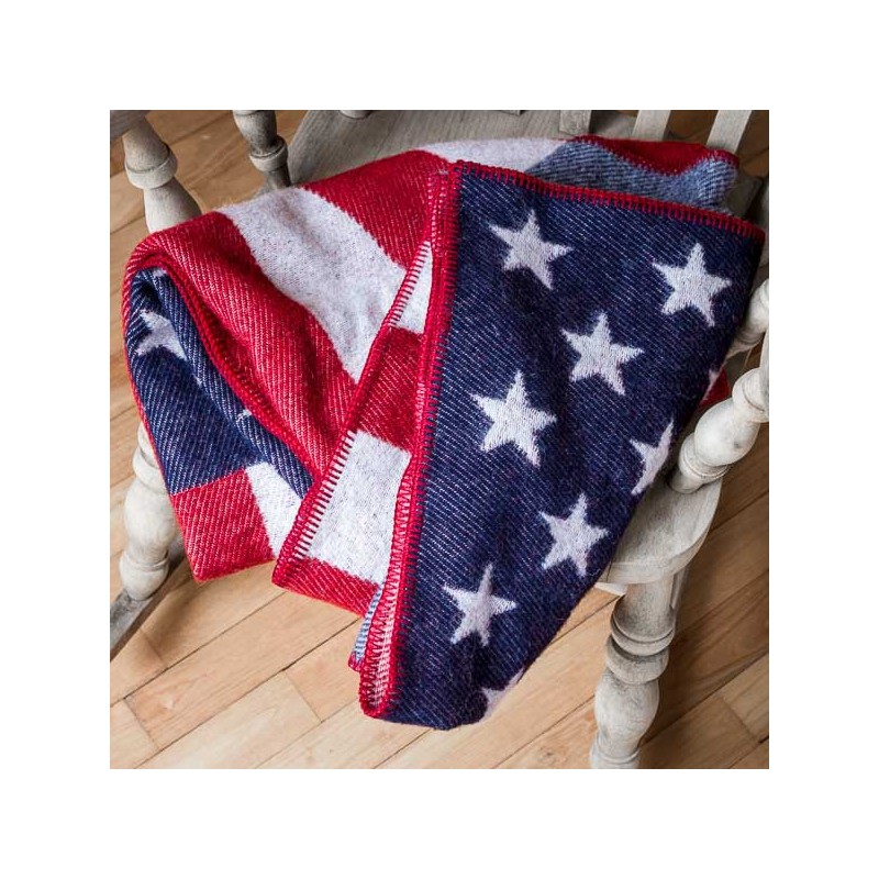 American Flag Wool Throw by FARIBAULT made in USA