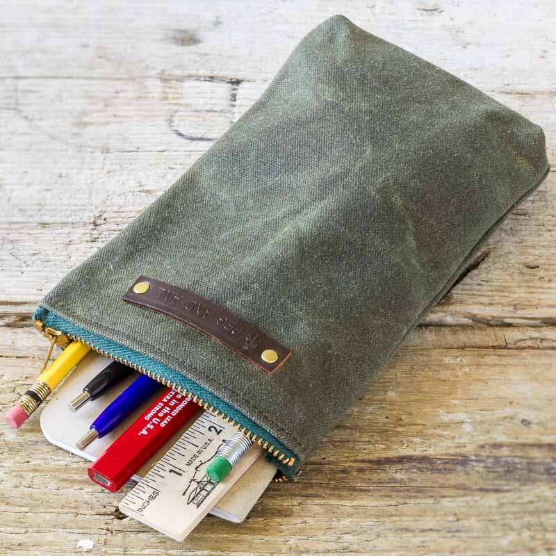 Waxed Canvas Zipper Pouch, Pencil Case, Purse Organization by Peg and Awl |  Keeper Pouch
