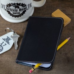 Etui Protège carnet Word en cuir noir - made in USA